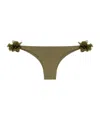 La Reveche Rasha Floral-appliqué Bikini Bottom In Green