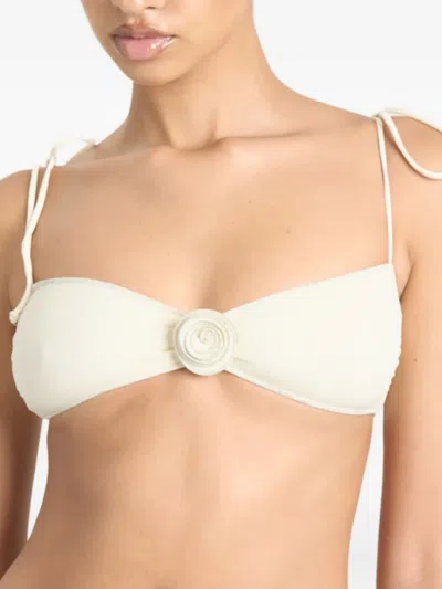 LA REVECHE ROSE-DETAIL BANDEAU BIKINI TOP