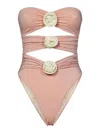 La Reveche Vesna Floral Applique One-piece Swimsuit In Nude & Neutrals
