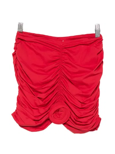 La Reveche Ruched Skirt In Red