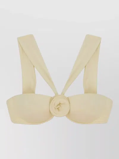 La Reveche Sahar Bandeau Bikini Top Floral Straps In Neutral