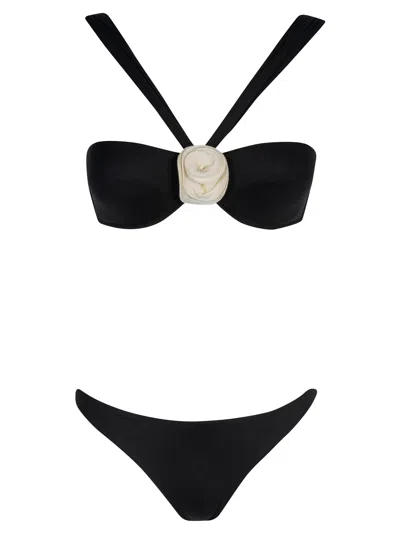La Reveche Sahar Two-piece Bikini In Black/ivory