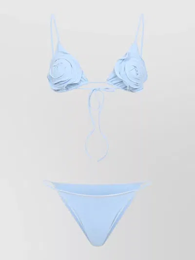 La Reveche Sanya Bikini Triangle Top Floral Straps In Blue