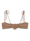 La Reveche Off-the-shoulder Bikini Top In Brown