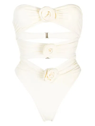 La Reveche One-piece Swimsuit With Logo In Ivory