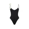 La Reveche Floral One-piece Swimsuit In Black