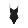 La Reveche Floral One-piece Swimsuit In Black
