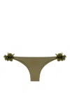 La Reveche Rasha Floral-appliqué Bikini Bottom In Green