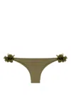 La Reveche Rasha Floral-appliqué Bikini Bottom In Green