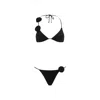 La Reveche Triangle Design Bikini With Handmade Floral Embellishments In Black