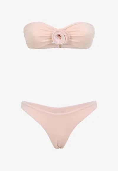 La Reveche Vesna Flower Applique Bikini In Neutral