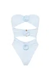 La Reveche Light Blue Flower-detailing Swimsuit In Blue