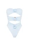La Reveche Light Blue Flower-detailing Swimsuit