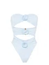 La Reveche Light Blue Flower-detailing Swimsuit