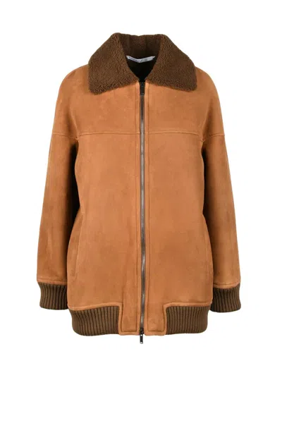 La Reveuse Suede Jacket Fur Lining - Brown