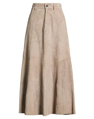 La Reveuse La Rêveuse Woman Maxi Skirt Taupe Size 10 Leather In Gray
