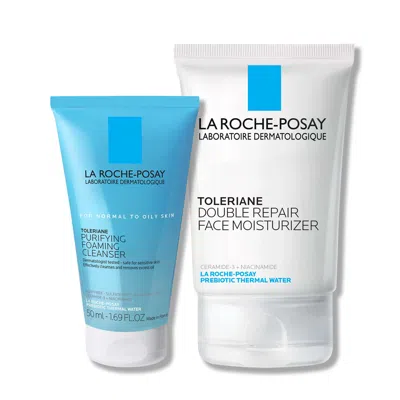 La Roche-posay Toleriane Purifying Foaming Cleanser & Toleriane Double Repair Face Moisturizer Travel Set