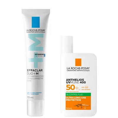 La Roche-posay Breakout-fighting Daily Defense Set: Effaclar Duo+m Corrective Care And Spf50+ In White
