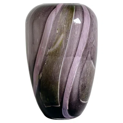 Pre-owned La Rochere French Art Glass Vase By La Roch�re In Mauve, Grey And Light Green, Late 20th C. In Gray