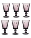 La Rochere Napoleon Bee Aubergine 6-piece Wine Glass Set, 9 oz In Aubergine