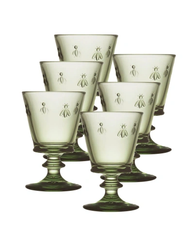 La Rochere Napoleon Bee Provence 9 Oz. Wine Glass, Set Of 6 In Olive Green