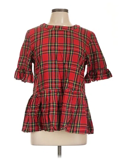 Pre-owned La Roque 3/4 Sleeve Blouse In Red