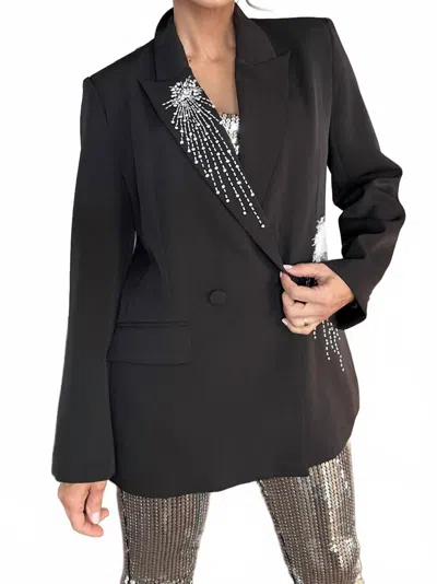 La' Ros Alesia Blazer With Star Burst Rhinestone Detail In Black