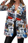 La' Ros Kendall Jet Setter Blazer In White Multi Print In Multi