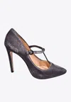La Rose Lurex Pointed Pumps In Silver