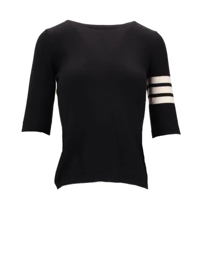 La Rose 3/4 Merino Wool Knitwear In Black