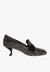 La Rose Heeled Loafers Crystal Black In Black