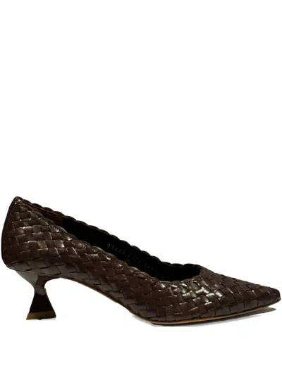 La Rose 50mm Carol Woven Pumps In Brown