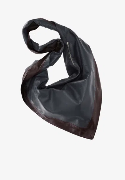 La Rose Bandana-shaped Leather Shoulder Bag In Gray