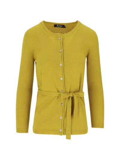 La Rose Belted Button-up Cardigan In Green