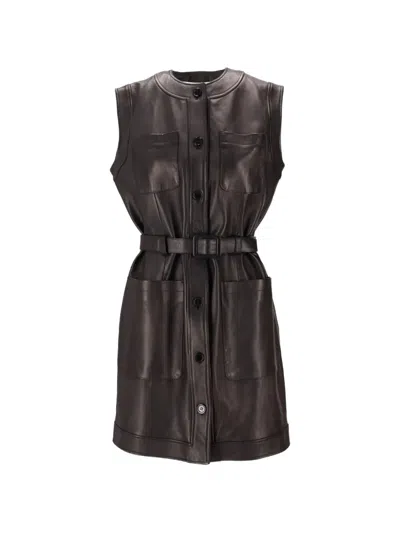 La Rose Belted Sleeveless Mini Dress In Brown