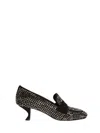 La Rose Heeled Loafers Crystal Black In Black