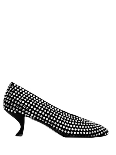 LA ROSE BLACK CRYSTAL PUMPS