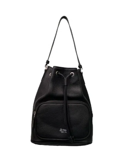 La Rose Leather Satchel Bag In Black
