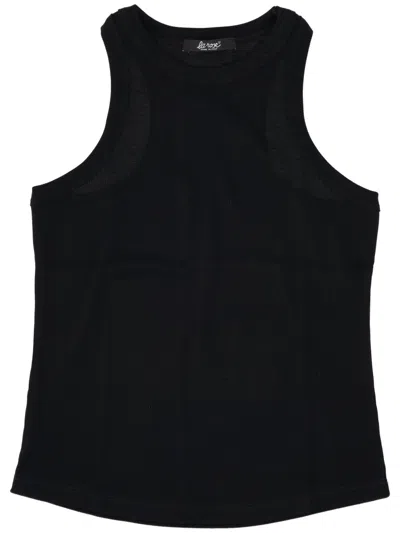 LA ROSE BLACK RIBBED COTTON TANK TOP