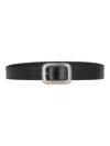 La Rose Black Solid Buckle Belt In Black