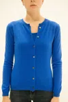 La Rose Buttoned Cashmere Cardigan In Royal Blue
