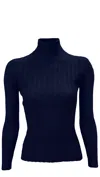 La Rose Maglia Collo Alto In Navy Blue