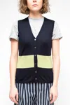 La Rose Blue V-neck Sleeveless Vest In Navy Blue