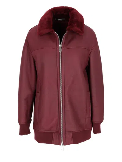 LA ROSE LA ROSE BOMBER LUNGO MU IN PELLE MONTONE BORDEAUX