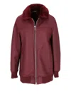 La Rose Bomber Lungo Mu In Pelle Montone Bordeaux In Multicolor