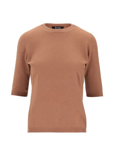 La Rose 파인 니트 티셔츠 In Brown