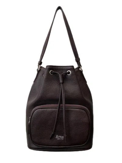 La Rose Leather Satchel Bag In Brown