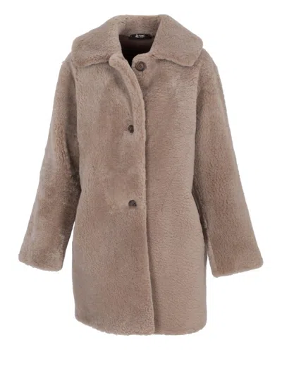 La Rose Brown Long Haired Coat In Visone