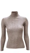 La Rose Brown Turtleneck Sweater In Brown