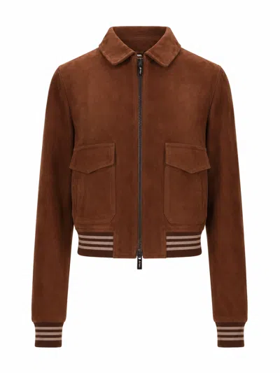 La Rose Giubbino Pelle Scamosciata In Brown